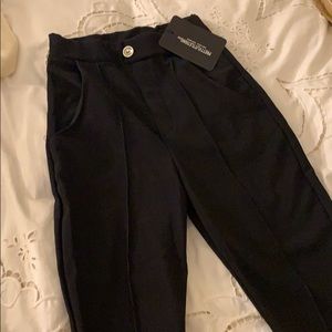 PANELED BLACK PANEL BUSINESS PANTS